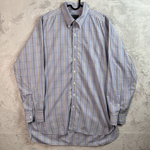 Bespoke Other - Turnbull & Asser‎ Bespoke Mens Dress Shirt XL?*READ Blue Plaid Button Down